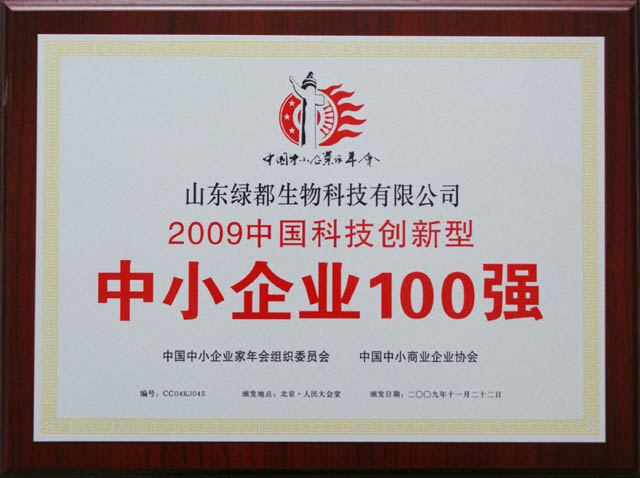 2009中国科技创新型中小企业100强